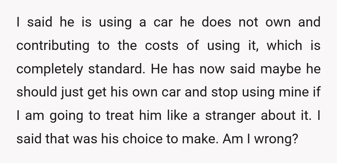 I said he is using a car he does not own and contributing to the costs of using it, which is completely standard. He has now said maybe he should...