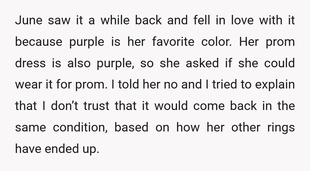 June saw it a while back and fell in love with it because purple is her favorite color. Her prom dress is also purple, so she asked if she could...