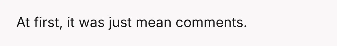 At first, it was just mean comments.