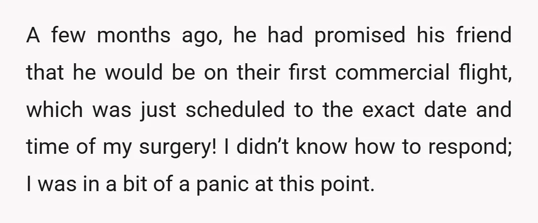 A few months ago, he had promised his friend that he would be on their first commercial flight, which was just scheduled to the exact date and time of my...