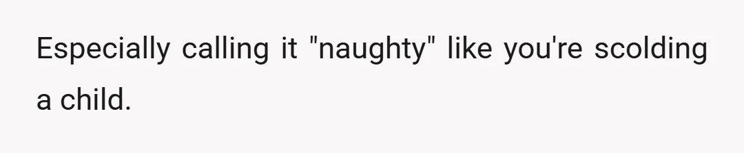 Especially calling it "naughty" like you're scolding a child.