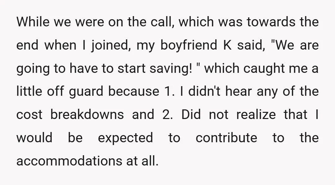 While we were on the call, which was towards the end when I joined, my boyfriend K said, "We are going to have to start saving! " which caught me...