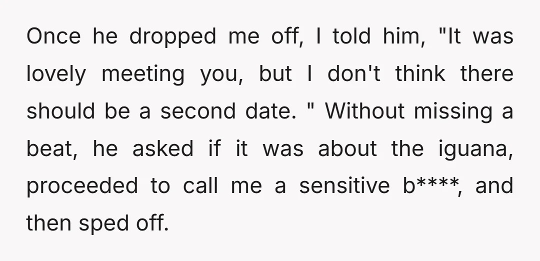 Once he dropped me off, I told him, "It was lovely meeting you, but I don't think there should be a second date. " Without missing a beat, he asked...