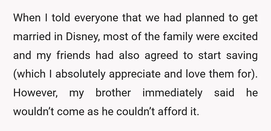 When I told everyone that we had planned to get married in Disney, most of the family were excited and my friends had also agreed to start saving (which I...