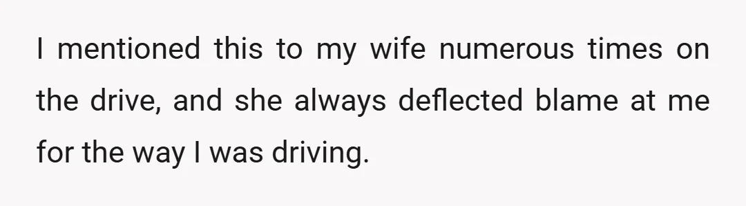 I mentioned this to my wife numerous times on the drive, and she always deflected blame at me for the way I was driving.