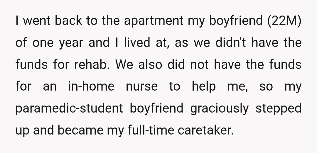 I went back to the apartment my boyfriend (22M) of one year and I lived at, as we didn't have the funds for rehab. We also did not have the...