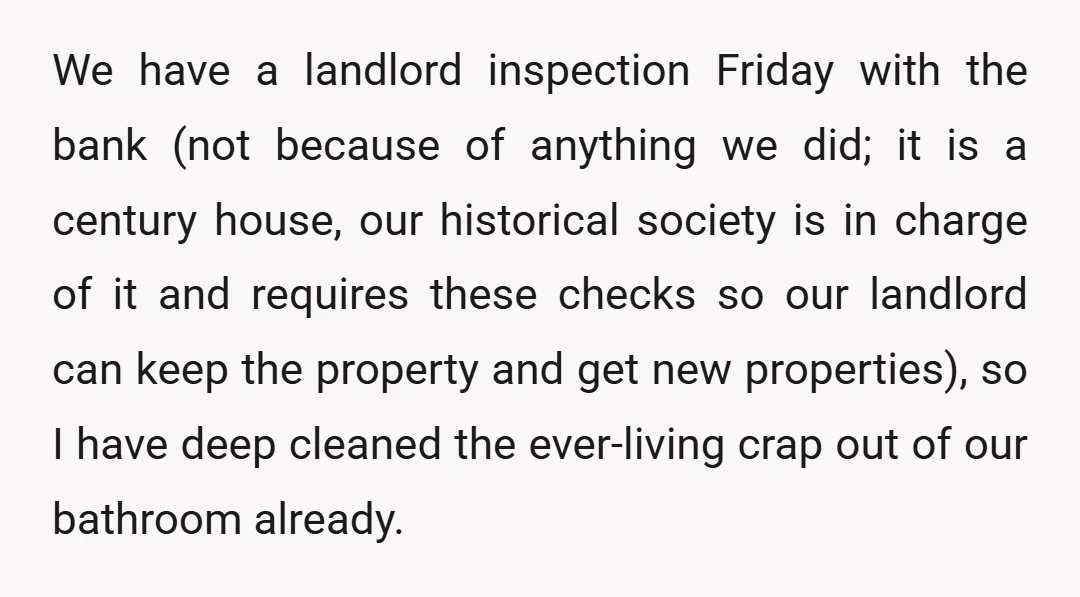 We have a landlord inspection Friday with the bank (not because of anything we did; it is a century house, our historical society is in charge of it and requires...