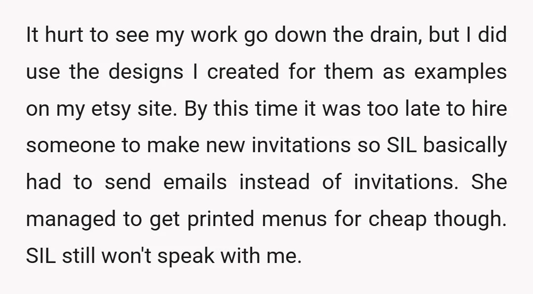 It hurt to see my work go down the drain, but I did use the designs I created for them as examples on my etsy site. By this time it...