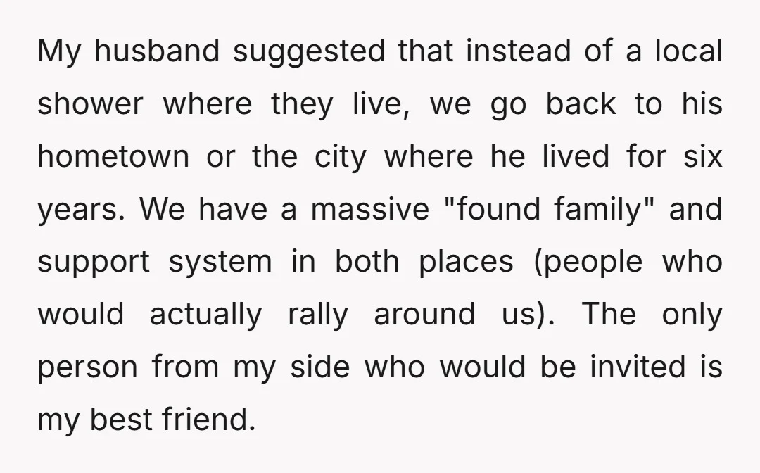 My husband suggested that instead of a local shower where they live, we go back to his hometown or the city where he lived for six years. We have a...