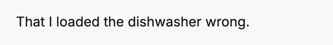 That I loaded the dishwasher wrong.