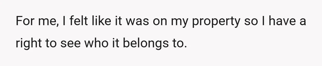 For me, I felt like it was on my property so I have a right to see who it belongs to.