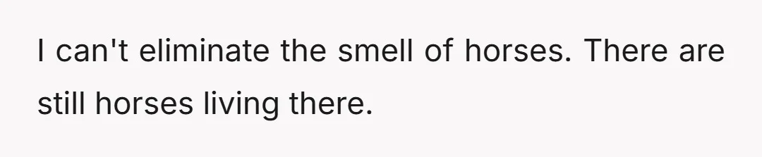 I can't eliminate the smell of horses. There are still horses living there.