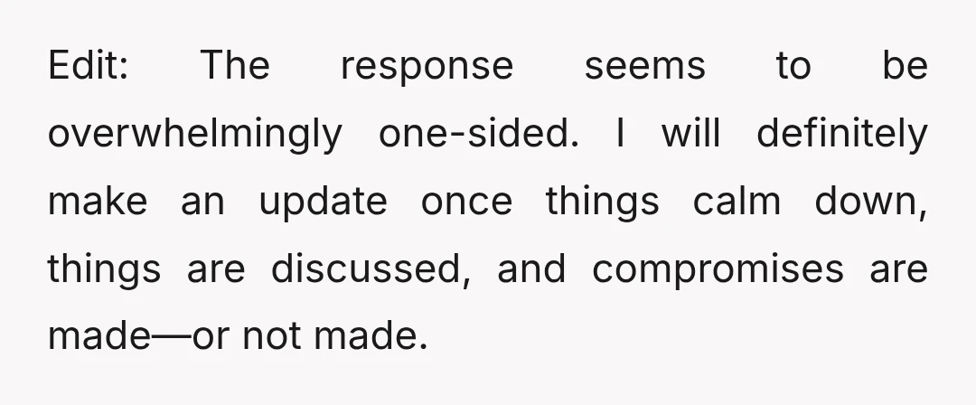 Edit: The response seems to be overwhelmingly one-sided. I will definitely make an update once things calm down, things are discussed, and compromises are made—or not made.