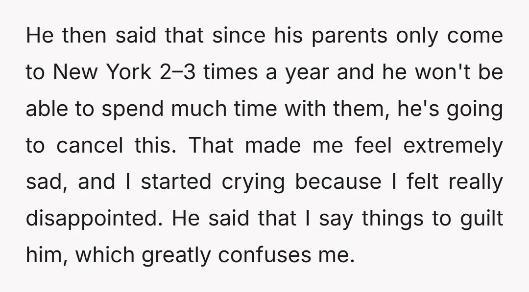 He then said that since his parents only come to New York 2–3 times a year and he won't be able to spend much time with them, he's going to...