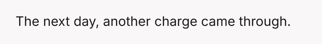 The next day, another charge came through.