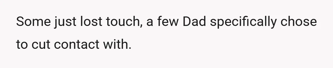 Some just lost touch, a few Dad specifically chose to cut contact with.