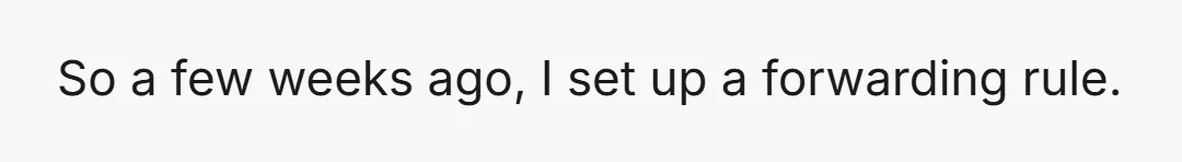 So a few weeks ago, I set up a forwarding rule.