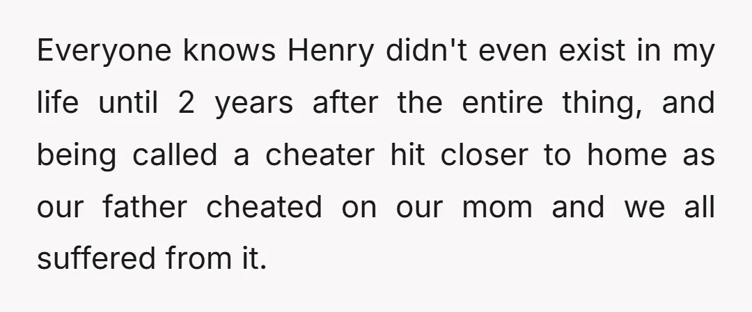 I know I might have overreacted, but I called her marriage a result of an affair, stating the entire chain of events, and said she can't fool us. After which...
