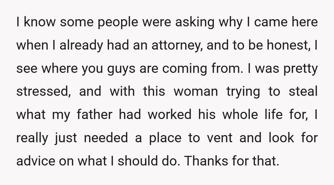 I know some people were asking why I came here when I already had an attorney, and to be honest, I see where you guys are coming from. I was...