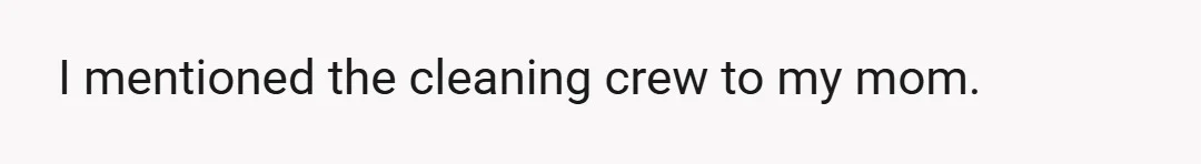 I mentioned the cleaning crew to my mom.