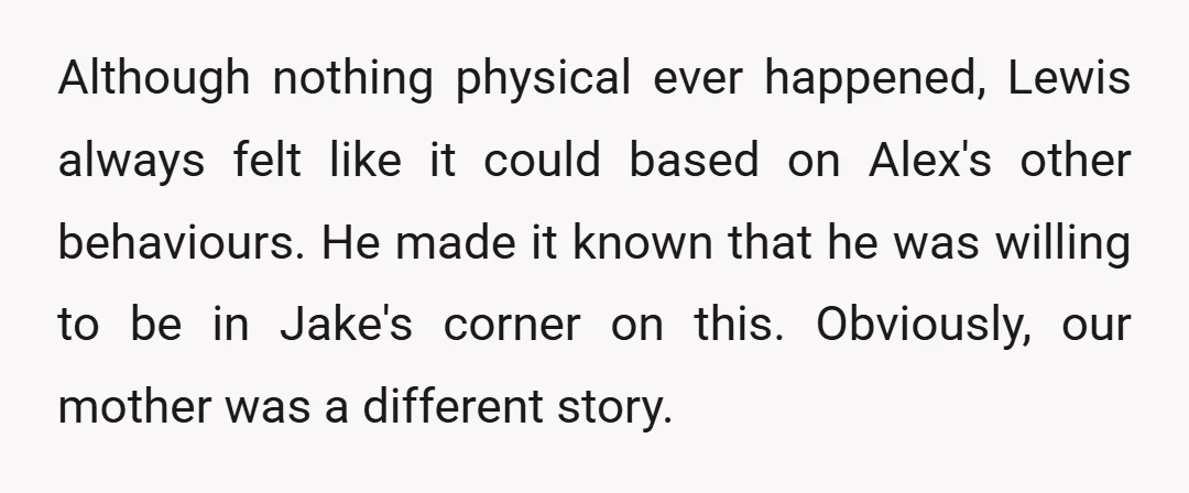 Although nothing physical ever happened, Lewis always felt like it could based on Alex's other behaviours. He made it known that he was willing to be in Jake's corner on...