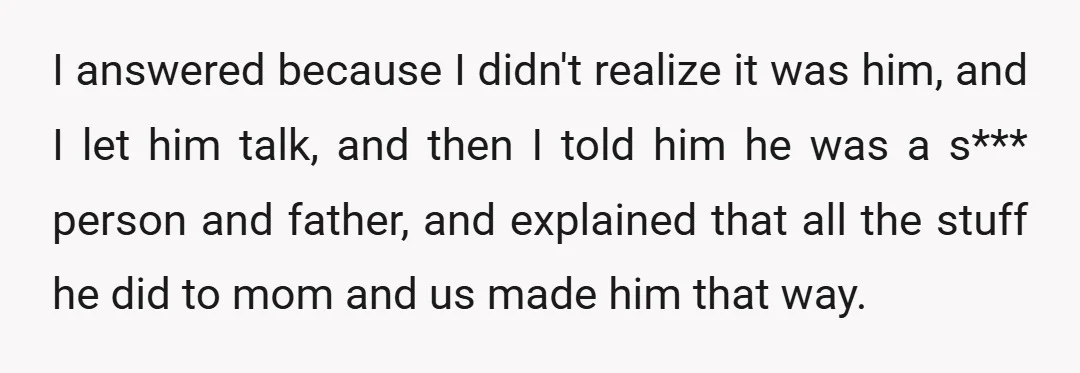She hasn't spoken to him in 3 years, while it's 16 months for me.