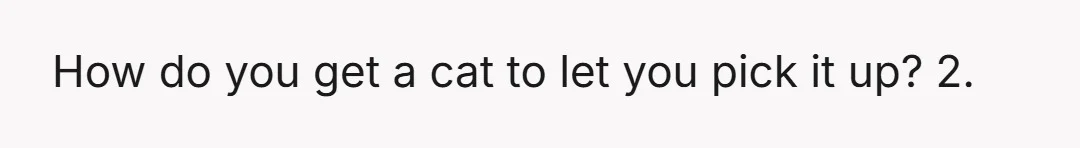 How do you get a cat to let you pick it up? 2.
