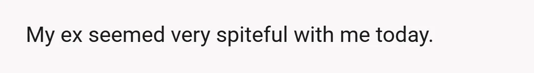 My ex seemed very spiteful with me today.
