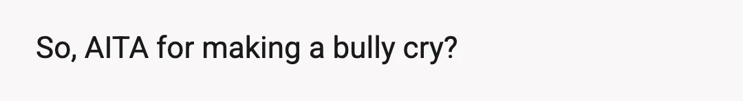 So, AITA for making a bully cry?