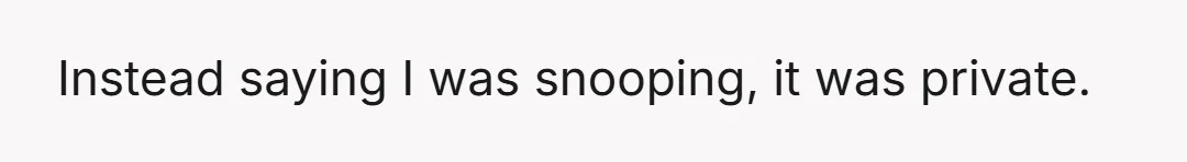 Instead saying I was snooping, it was private.