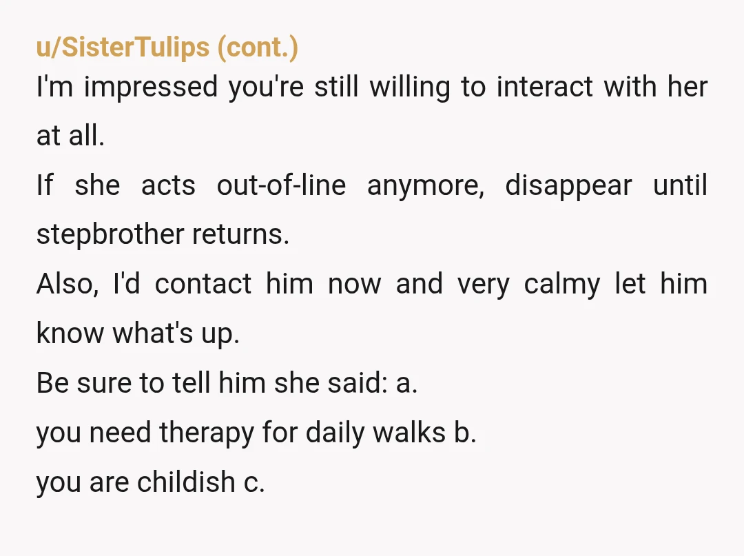 u/maybe-an-ai NTA "My SIL called me when I was on my way home and said I was overreacting and being childish and this is why I am single and alone."...