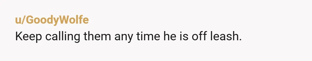 u/GoodyWolfe
Keep calling them any time he is off leash.
