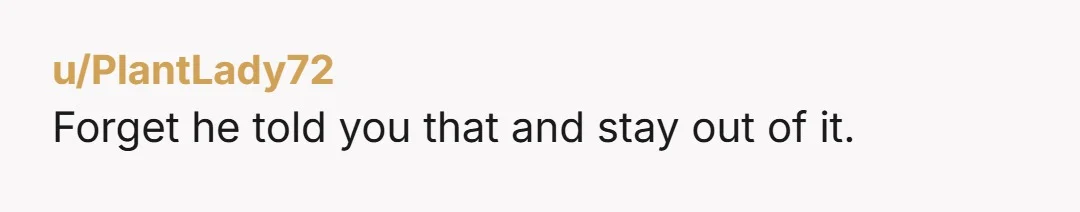 u/PlantLady72 Forget he told you that and stay out of it.