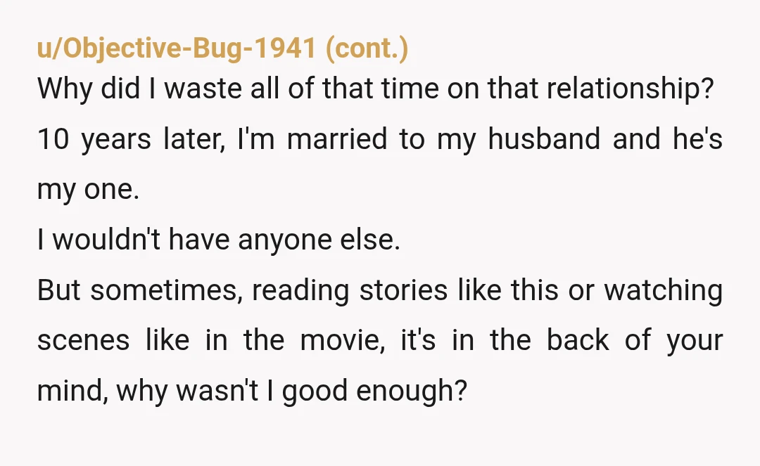 u/alex2well I think it’s completely understandable to spiral out if you spent 9 years with a guy who refused to live with you, refused to go on vacation together, and...