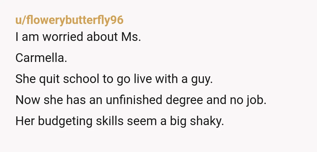 u/MissionYam3 NTA. She (or more your son, considering she isn’t working atm) are going to quickly learn when they move out how expensive her cooking is. Best to get them...