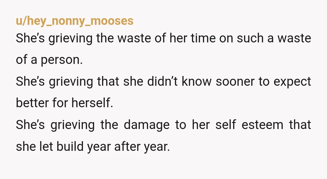 u/slboml I get it. Until she found out the ex was engaged, he was just an AH who was incapable of being a decent partner. Except it turns out he...