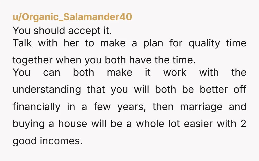 u/Lionheart1224 If you're this young you should never. And I mean never ever sacrifice your education and/or career for your partner--especially if you're not married. Were the genders reversed I'd...