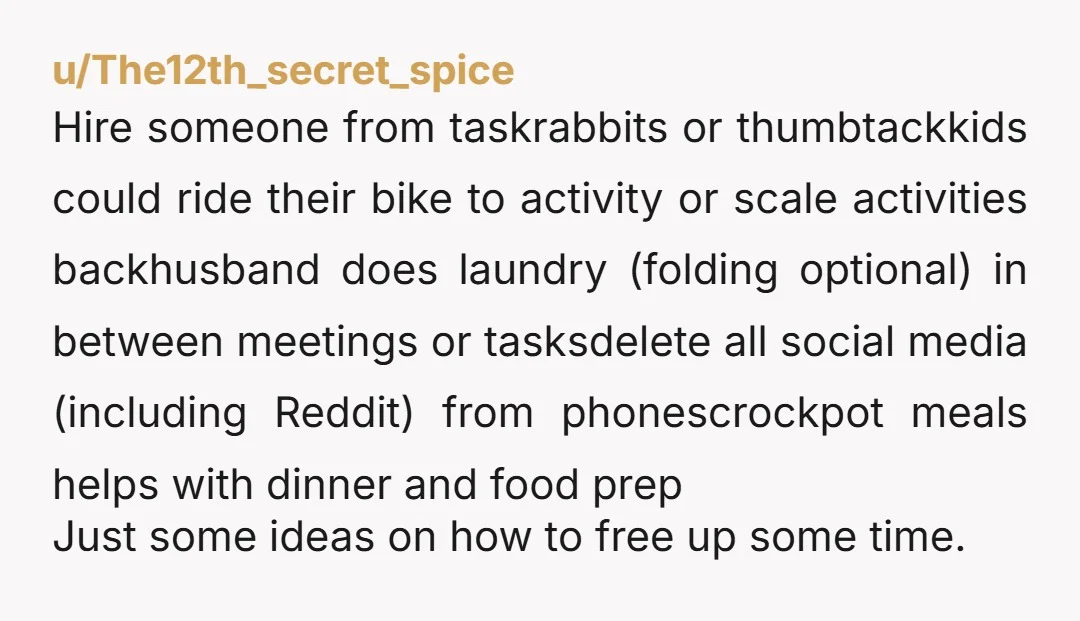 u/amberleechanging Kids extracurriculars every night of the week is wild. Kids deserve rest too.