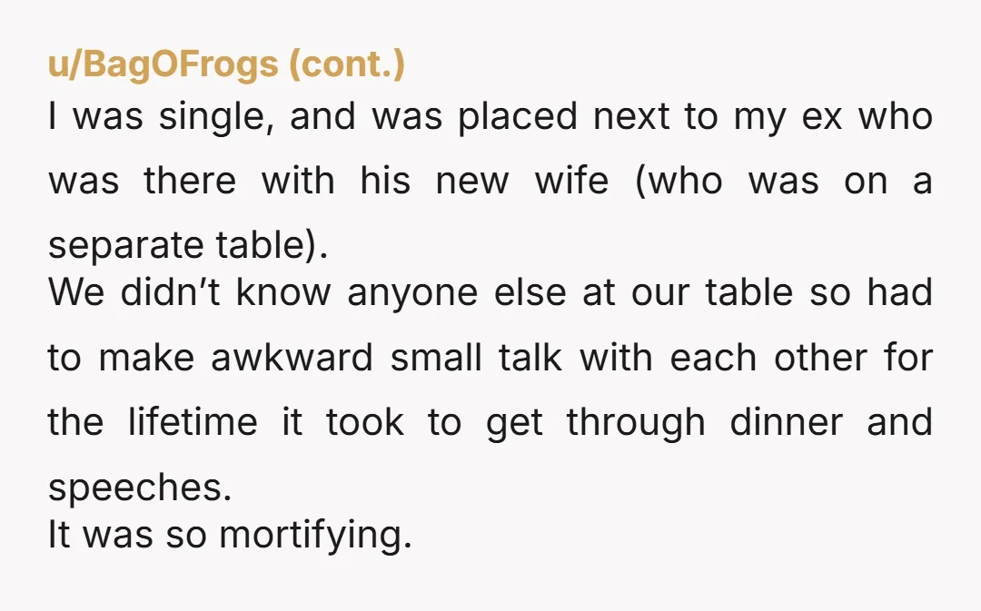 u/dnaplusc
Sounds like at the groom's second wedding they will be seated next to each other