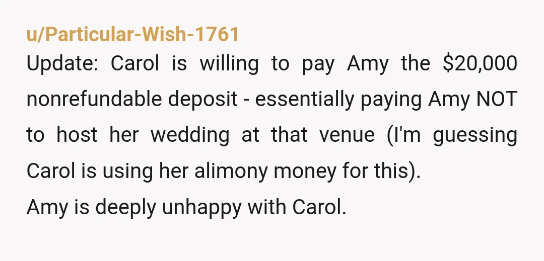 u/owaikeia NTA I can't get over that it's been 5 years. 5 years. I get that it might still hurt, but Carol is acting as if this happened yesterday. Maybe...