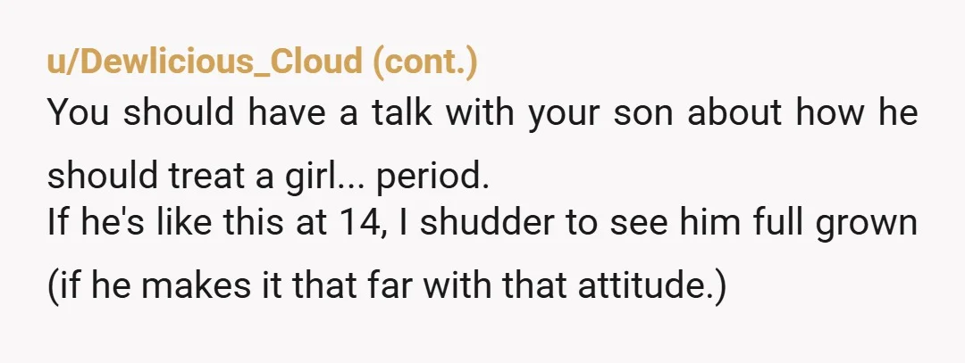u/13surgeries Wait a minute. Your son said you, a white woman, shouldn't be advising a Black girl how to look, yet he, a white boy, should? Logic is clearly not...
