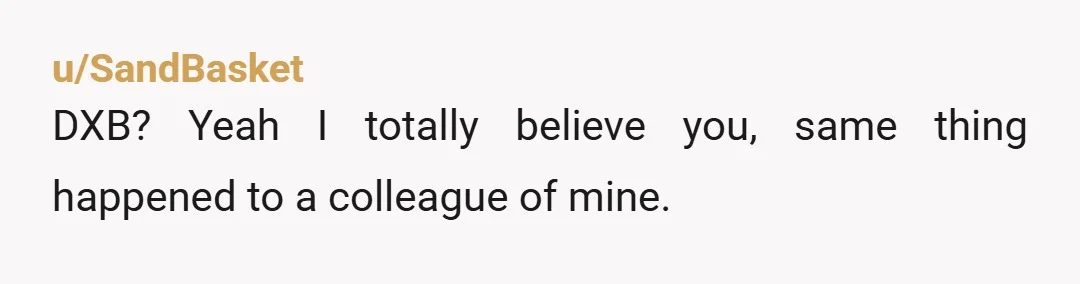u/SandBasket
DXB? Yeah I totally believe you, same thing happened to a colleague of mine.