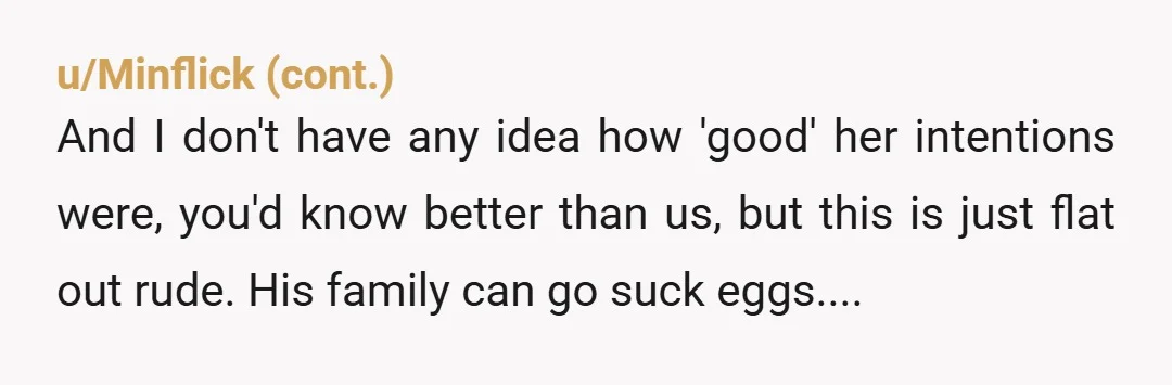 u/Successful_Voice8542 “Husband, I will never ever cook for your mother again. I will cook for other family members, but if your mother will be consuming food, it is now and...