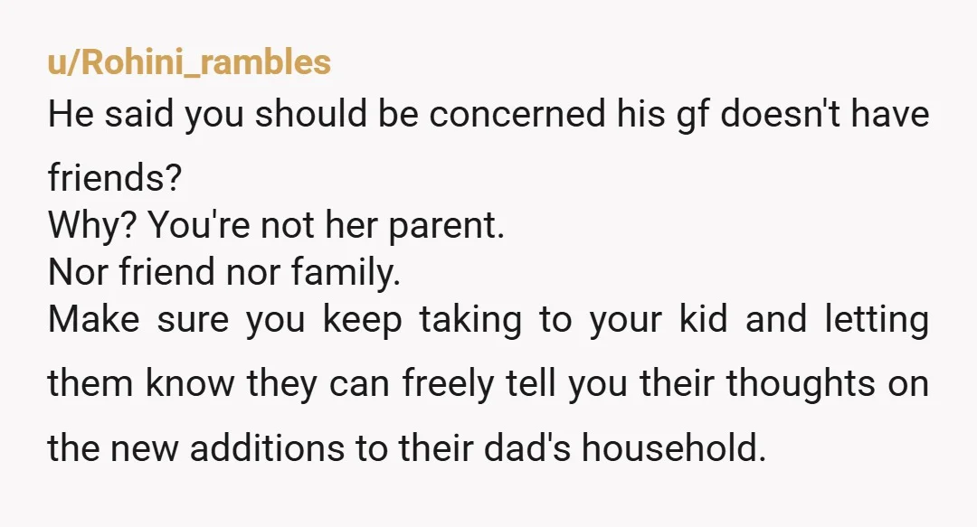 u/elgrn1 Why can't he and his new girlfriend take her kids tricks or treating? Why do you have to be a parent to the 4 of them as well as...
