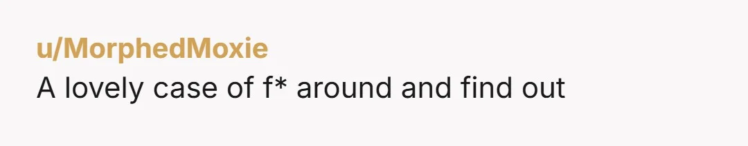 u/MorphedMoxie
A lovely case of f* around and find out