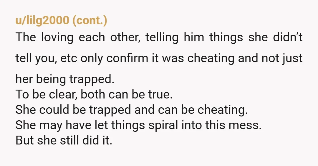 u/becooldocrime
Her story clearly doesn’t add up.
She was pursuing him just has hard, if not harder than he was pursuing her.
That evidence speaks for itself.