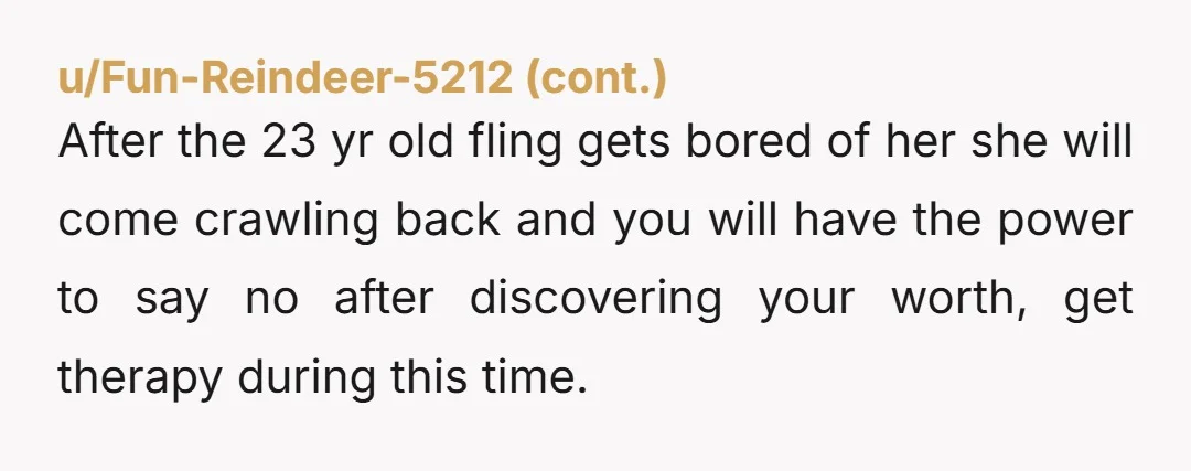 u/throwawaygirl2210 Was this other dude on the trip? If so, I’m almost certain they had some sort of intimate moment and she thinks that the grass is in fact greener...