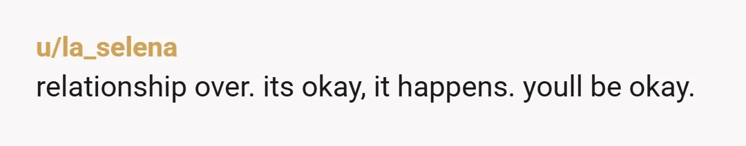 u/la_selena
relationship over. its okay, it happens. youll be okay.