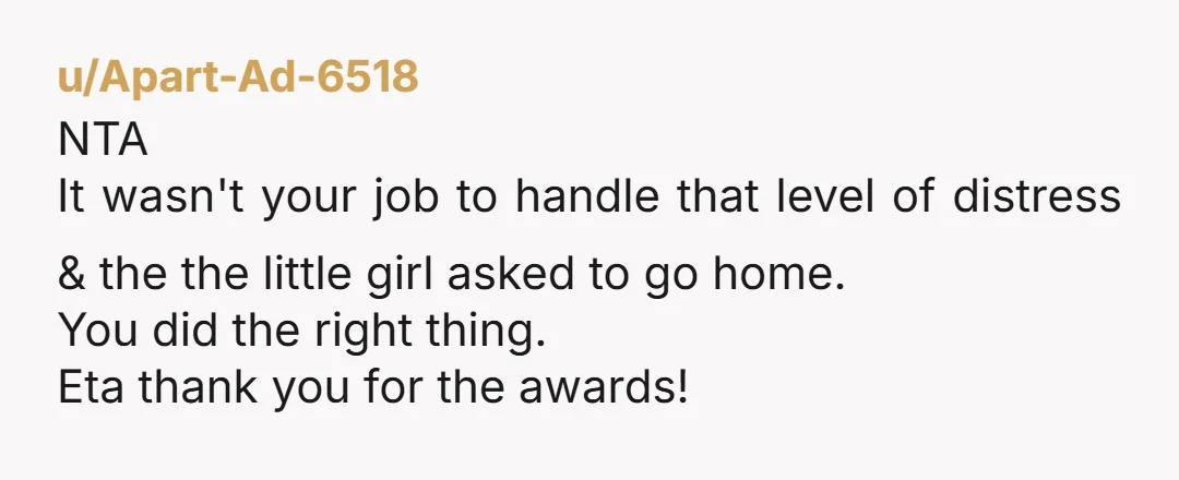 u/ChadPartyOfOne NTA. If the roles were reversed, the other mom absolutely would have called you too. She's just annoyed she had to wake up and take care of her kid.