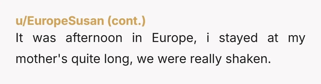 u/blackcat218 NTA. I was 17 when it happened. We were all sitting in our English room the next morning discussing it, when our mate Kevin walked in and told us...